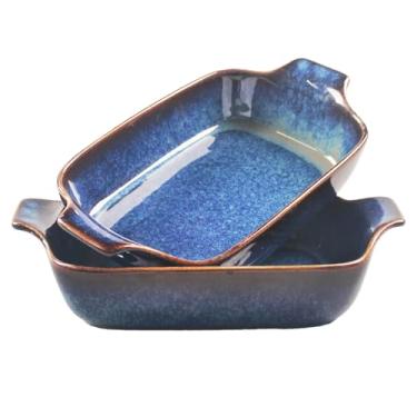 Imagem de LIUYWYHCF Conjunto de 2 pratos de assadeira gratinados Ceramics Au Gratinados, Assadeiras de Assar, Ramequins de 297 g, para forma de torta, aperitivo, torta, sobremesa, quiche, forno pequeno prato