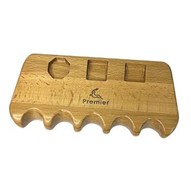 Imagem de rockible Suporte do bastão de piscina descanso de madeira maciça de armazenamento leve profissional portátil stick stick rack stand para cubra bilhar quarto, 5 Tacos 9cmx19cm