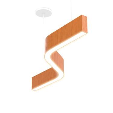 Imagem de Lustre Madeira Grande Comprido Linear Z Slin 92cm - SNK 03 - Jequetiba
