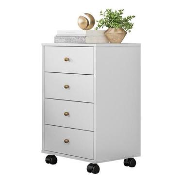 Imagem de Mesa de Cabeceira Presence 4 Gavetas Branco - Demóbile, Branco