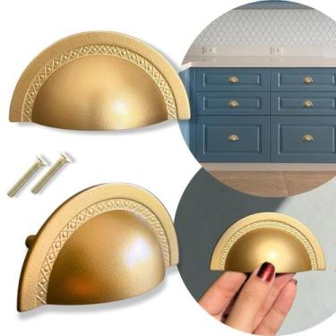 Imagem de 10 Puxadores de Gaveta, Móveis Armário Concha Dourado Fosco - Compras 