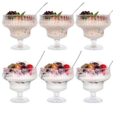 Imagem de Tigelas de sobremesa de sorvete com conjunto de colheres, copos de coquetel de camarão de cristal de 293 ml, tigela de frutas de vidro para sundae, salada, lanche, milkshakes, condimento, tigela de