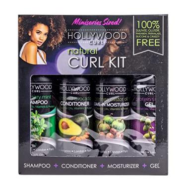 Imagem de Hollywood Cosmetics Hollywood Curl Kit Para Modelagem De Cachos Naturais 4 Unidades - Mulheres E Homens - Controle De Cabelos Ondulados E Crespos - Com Óleos Essenciais, Vitaminas E Proteínas - Incl