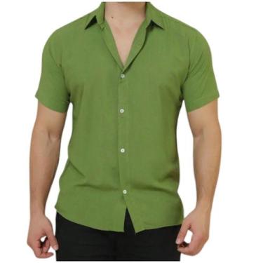 Imagem de Camisa De Botão Masculina Manga Curta Social Verão Slim - Mitchelgutto
