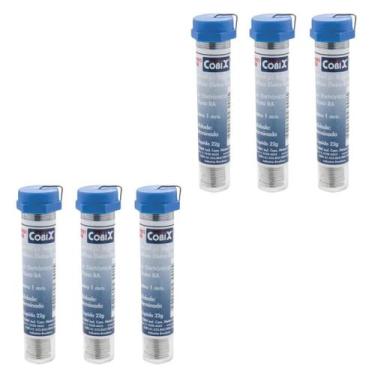 Imagem de 6 Tubos Fio Estanho P/ Solda C/ Fluxo Ra 22g 1,00mm Cobix