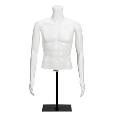 Imagem de CUTPOIY Manequins masculinos de plástico branco, manequim masculino adulto com braços flexíveis, suporte de exibição de formas de roupas de mesa interessante (branco 97)