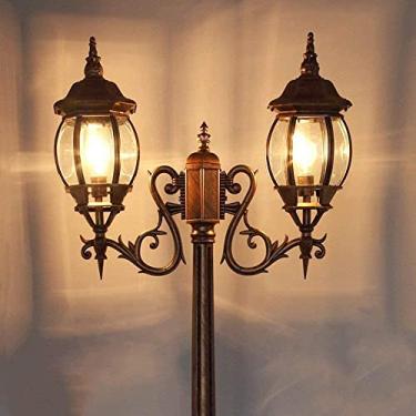 Imagem de CUTPOIY Lanterna de vidro europeia moda popular gramado jardim coluna lâmpada de rua E27 polo alto decoração paisagem villa impermeável lâmpada de chão exterior IP55 pátio varanda parque pilla, 270 cm