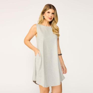 Imagem de Vestido Com Bolso Regata Feminino Tribo Livre, Cinza claro, GG