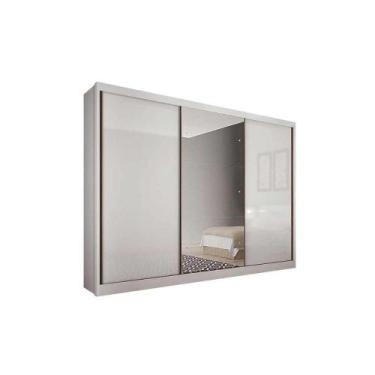 Imagem de Guarda Roupa Casal 3 Portas de Correr e (1 c/ Espelho) 8 Gavetas Toulo