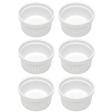 Imagem de Kit 6 Ramequins Canelado 50ml Porcelana Classic Branco Lyor Pequeno Molhos