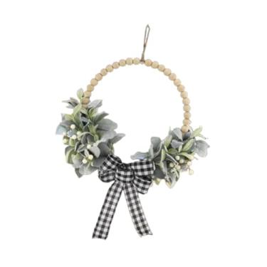 Imagem de IEUDNS Grinalda de miçangue de miçanga de berço da frente vegetação artificial folhas grinaldas de 18 polegadas placas de arco para o dia dos namorados no