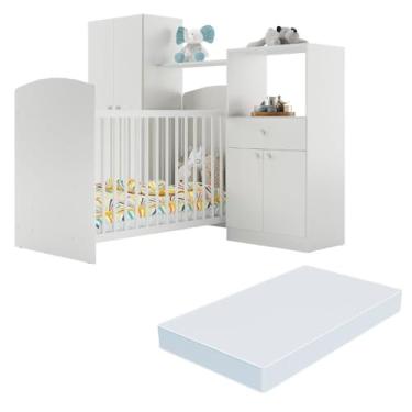 Imagem de Quarto Infantil com Colchão Incluso Meu Bebê Multimóveis Branco