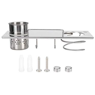 Imagem de Rack de Secador de Cabelo, Prateleira de Secador de Cabelo, Guardião do Organizador do Organizador de Armazenamento de Cabelos Montados na Parede para Ferramenta de Estilista de