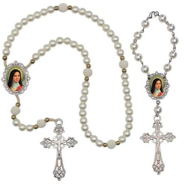 Imagem de Terco de Oraçao de Luxo com Terco de Carro Santa Teresinha Qualidade R