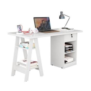 Imagem de Escrivaninha quarto pequena para estudo com gaveta Carmolar