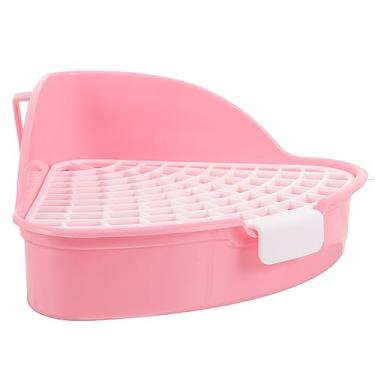 Imagem de LOGOFUN Coelho caixa de areia coelho vaso sanitário treinador canto triângulos pet vaso sanitário para porquinhos da índia chinchila pequeno animal - rosa