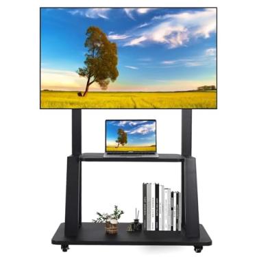 Imagem de Maiproo Carrinho de TV móvel com rodinhas para telas de tela plana OLED de 32 a 70 polegadas LCD LED Smartboard móvel comporta até 45 kg com roda de bloqueio de prateleira ajustável resistente