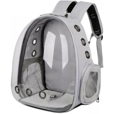 Imagem de Mochila Pet com Visão Panorâmica Ventilação Total Alças Acolchoada Cães até 5kg e Gatos até 6kg, Bolsa de Transporte Segura e Confortável para Viagens e Passeios (Cinza, Tamanho único)