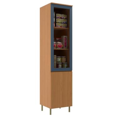 Imagem de Paneleiro com Vidro 2 Portas em MDF Florença Móveis Sul - Angelin/Cobalto