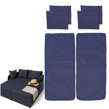 Imagem de GleamFolly Capa de almofada de substituição para sofá ao ar livre 150 x 59,7 cm, tecido impermeável e durável, capa protetora para pátio, quintal, móveis à beira da piscina (azul marinho)