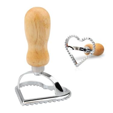Imagem de XINBADA Carimbos de biscoito de aço inoxidável com cabo de madeira, carimbo de biscoito em relevo personalizado para assar, ferramentas duráveis de decoração de biscoitos (em forma de coração)