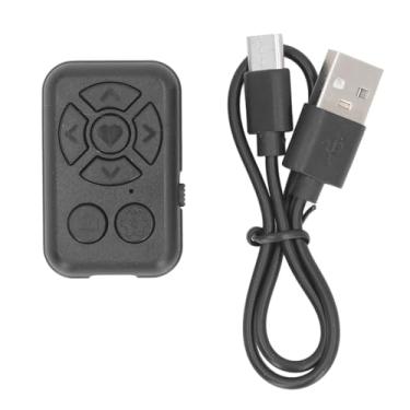 Imagem de Telefone Bluetooth Remote Control Remote Recarregável Mídia sem fio Controlador 7 Teclas para fotos Vídeos romances ABS Bateria de lítio de polímero embutido em 150mAh (Preto)