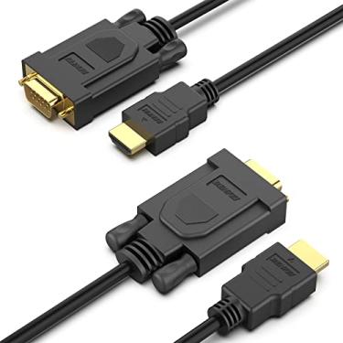 Imagem de BENFEI Pacote com 2 cabos HDMI para VGA de 3 metros, cabo unidirecional HDMI (fonte) para VGA (tela) (macho para macho), compatível com computador, desktop, laptop, PC, monitor, projetor, HDTV,