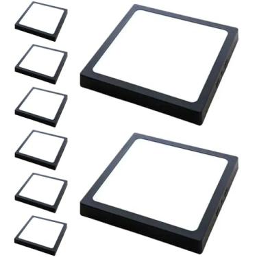 Imagem de Kit 8x Painel Plafon Sobrepor Alumínio Preto Quadrado LED 18W 20x20 3000K Bivolt