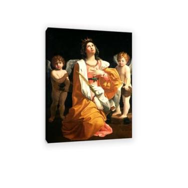 Imagem de Pinturas famosas em tela, Santa Catarina de Alexandria, reproduções de pintura a óleo de pôster, arte de parede em tela giclée, para sala de estar, escritório, presentes 100 x 70 cm (33 x 28 pol)