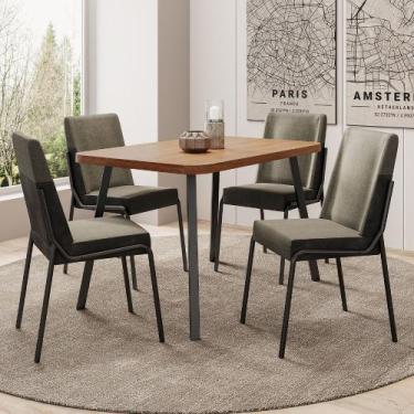 Imagem de Conjunto Sala de Jantar 4 Cadeiras San Lorenzo Carraro Nogal e Preto