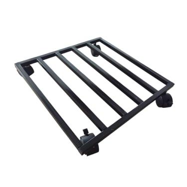 Imagem de predolo Suporte para vasos de flores com rodas, suporte para plantas, de ferro, bandeja para plantas, móvel para plantadores para escritório, jardim, Preto