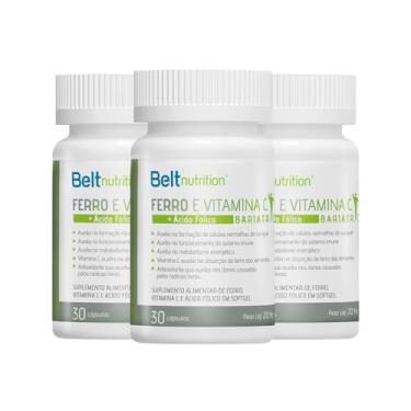 Imagem de COMBO 3 UNIDADES FERRO E VITAMINA C BARIATRIC BELT NUTRITION - 30 CÁPSULAS CADA