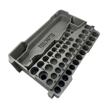 Imagem de ToolCraft3d Design Inserção impressa em 3D projetada para Milwaukee M12 3/8 Ratchet and Packout Organizer (apenas enchimento) (cinza industrial)