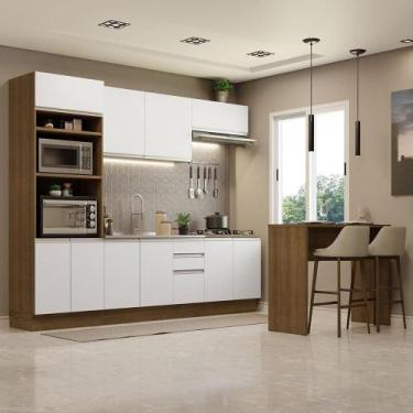 Imagem de Cozinha 315002 Com Armário, Balcão E Bancada Rustic/Branco - MADESA