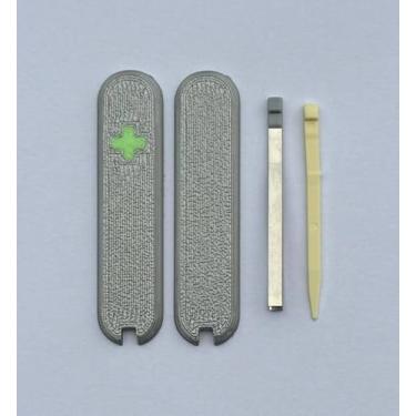 Imagem de Capas de substituição para balanças Victorinox cabos de plástico de 58 mm com pinças e cruz brilhante de palito de dente (prata)