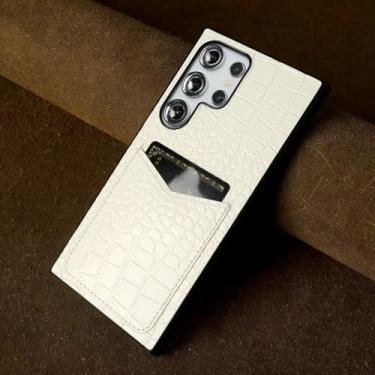 Imagem de Capa de couro luxuosa para Samsung Galaxy S24 Ultra, S23FE, S22 sS21, S20, capa com porta-cartões, branca, para Samsung Galaxy S23 Ultra