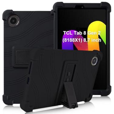 Imagem de ATOOZ Capa infantil TCL Tab 8 Gen 2 de 8,7 polegadas (8188X1), capa de silicone macio para tablet TCL Tab 8 Gen 2 com suporte ajustável para PC (preto)
