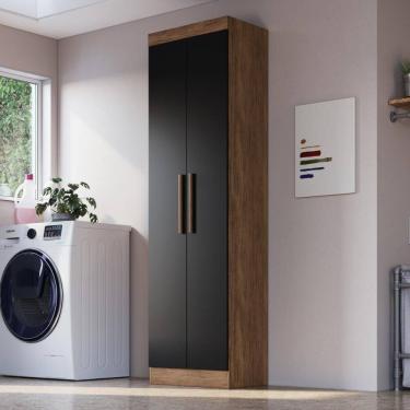 Imagem de Armário Multiuso De Lavanderia 2 Portas Multimóveis Cr35264 Castanho-preto