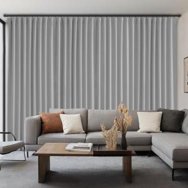 Imagem de ABBRIGE Cortinas de cinema em casa à prova de som para sistema de pista ou haste com ganchos - Cortina do chão ao teto para montagem de teto na parede - Cortinas divisórias de quarto de privacidade, 1