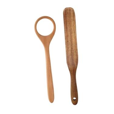 Imagem de Generic Espátula de madeira fina com fundo de alcance, espátula plana para bife, ferramenta de raspagem de ovos para bater levedura, agentes de fermentação e, C