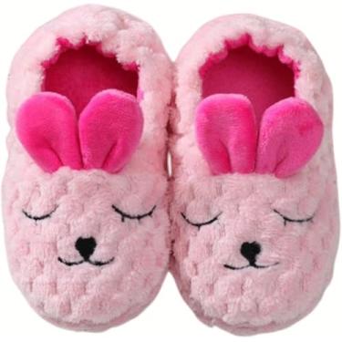Imagem de Crianças Witer Chinelos Witer Cute Pegui Kids Chinelos Confortável Baby Warm Cotto Shoes Meninos Ad Girls House Idoor Aimal Pelúcia, Rabbit, 12(Insole 19 cm)