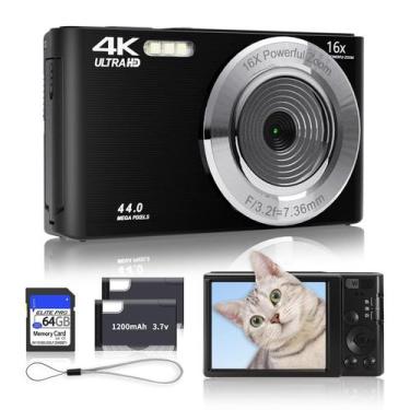 Imagem de Câmera digital SMARTKLIK 2024 4K 44MP com zoom 16X e cartão SD de 64GB