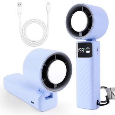 Imagem de MUUQANYU Ventilador turbo portátil portátil [resfriamento máximo 24H], ventiladores recarregáveis pessoais de 105°, velocidade 1-199, dobrável, display de LED, presentes pequenos e leves para mulheres