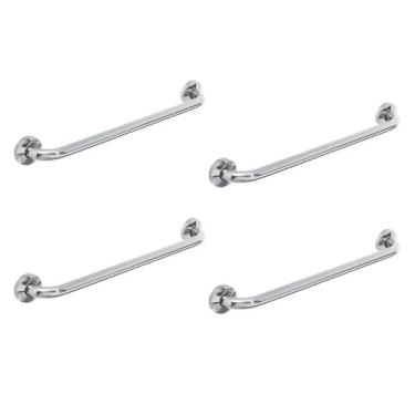 Imagem de Alça Barra de Apoio 80cm Inox Kit 4 Uni Idoso Deficiente Cadeirante Su
