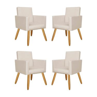 Imagem de Kit 04 Poltronas Decorativa Recepção Courino Balaqui Bege