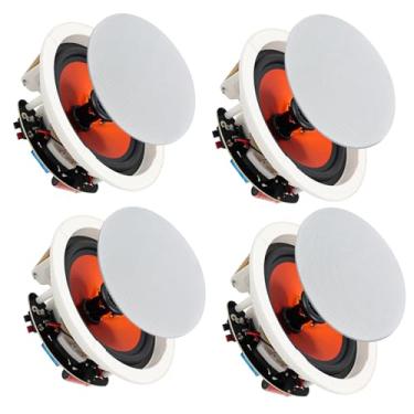 Imagem de STUDIOFINIX Alto-falantes de teto de 16,5 cm, ótimo para home theater, sala de estar, escritório, sala de estudo, porão, pátio coberto e montagem embutida (4 alto-falantes)