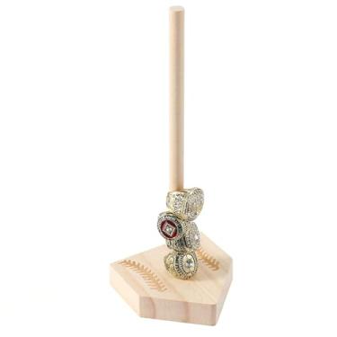 Imagem de Suporte de anel de gotejamento de softbol de beisebol de madeira, suporte de exibição de anel de campeonato, organizador para anéis esportivos de softball, lembranças - acessórios de beisebol