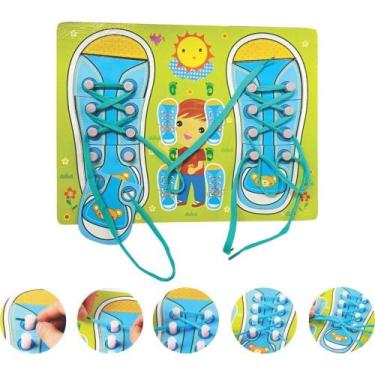 Imagem de Brinquedo Educativo Sapato Laço e Cadarço MDF TOY MIX