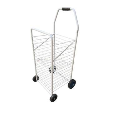 Imagem de Carrinho De Feira Branco 4 Rodas De Borracha Dobrável - Cristal