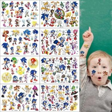 Imagem de Adesivos De Tatuagem Temporários De Desenho Animado Sonic Para Criança